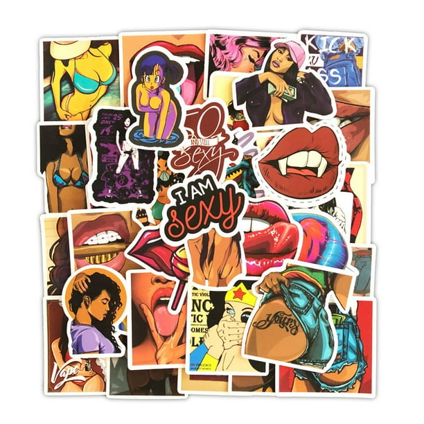 Paquete de pegatinas Sexy Cartoon Girl, 50 unidades, estética retro