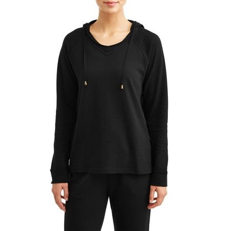 Absorbent Terry Cloth Pullover - Women's Athleisure French Terry Hooded Pullover