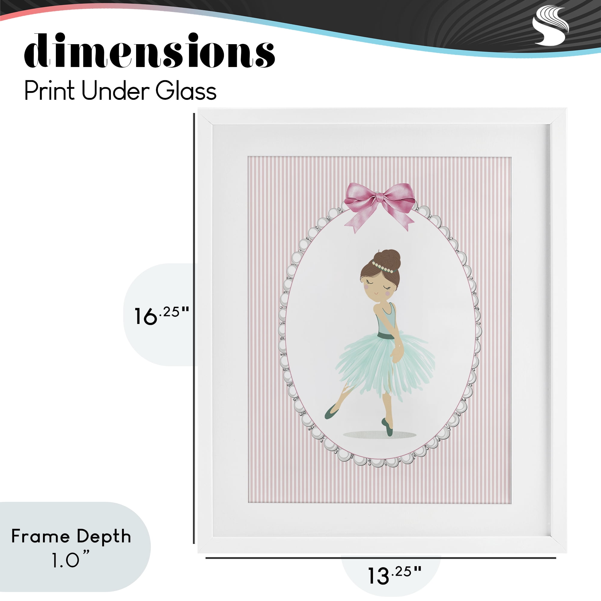 Stupell Industries Elegant Dance on Stripes White Framed Print Under Glass, design by Christine Simpson Art