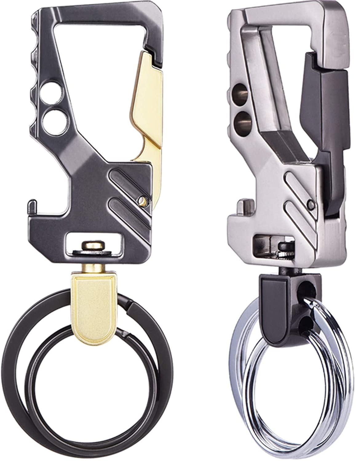 Luxury Keychain   2 Loop Belt Pants Buckle Golden Keychain Ring Holder HONEST 