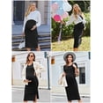 thumbnail image 3 of Ekouaer Maternity Dress Rib Knit Short Sleeve Bodycon Dresses Casual Stretchy Pregnancy Clothes, 3 of 6