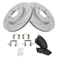thumbnail image 2 of TRQ Front Performance Brake Pad & Rotor Kit Brake Pads Brake Rotors Set Ceramic Premium G-Coated Fits Select 2013-2019 Nissan Sentra, 2 of 6