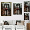 thumbnail image 4 of Designart "Brooklyn Bridge in Red and Grey" Portrait Floater Framed Canvas Art Print, 4 of 7