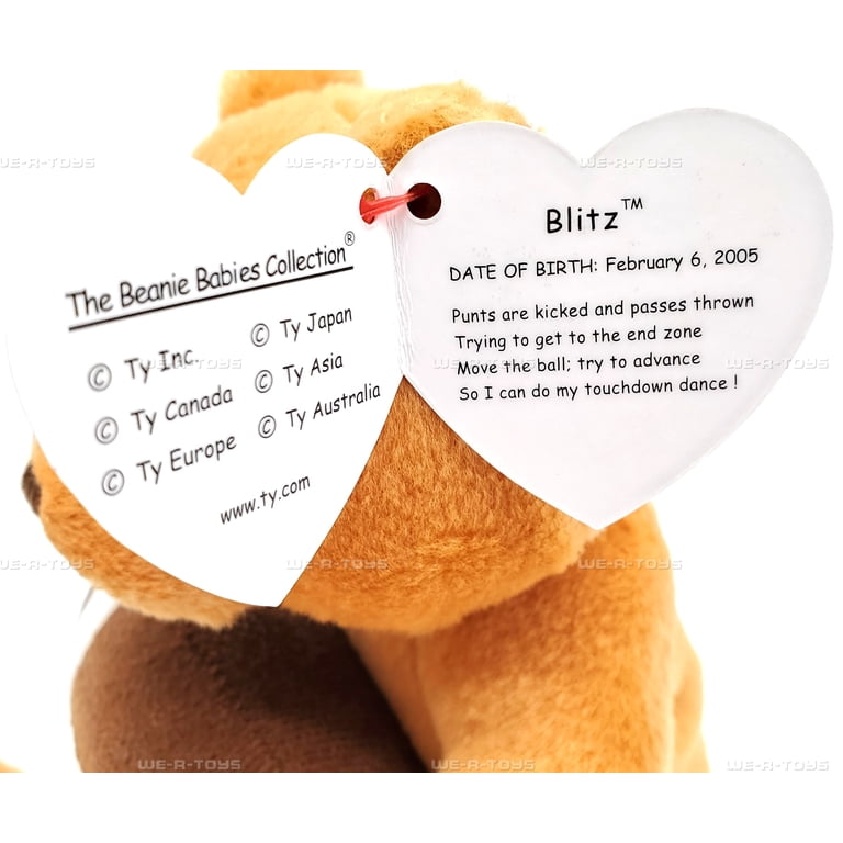 ty Beanie Babies ぬいぐるみ Ty Beanie Babies Blitz the Football Bear Plush - Walmart.com
