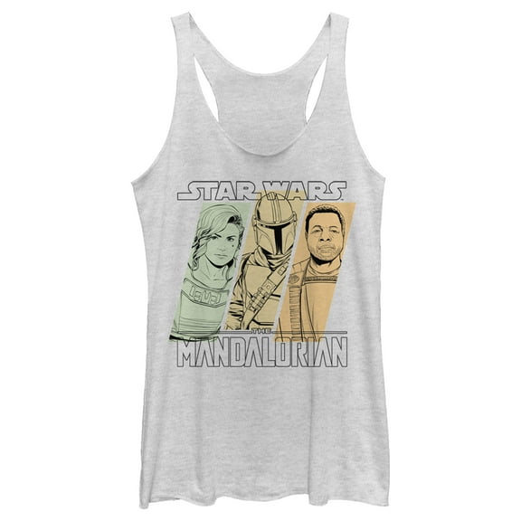 Women's Star Wars: The Mandalorian The Partnership  Racerback Tank Top White Heather 2X Large