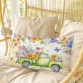 thumbnail image 4 of Spring Truck Flowers Pillow Covers, Linen Long Throw Pillow Case, Watercolor Floral Butterflies Yellow Holiday Pillow Protector Decorative Cushion Cover for Living Room/Bedroom 12" x 20", 4 of 8