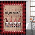 thumbnail image 4 of Valentine''s Day Shower Curtain Gnomes with Love Shower Curtains for Bathroom Decor Rose Floral Red Buffalo Check Plaid Polka Dot Wood Grain Bathroom Decor Sets with Hooks Waterproof 72"x72", 4 of 6