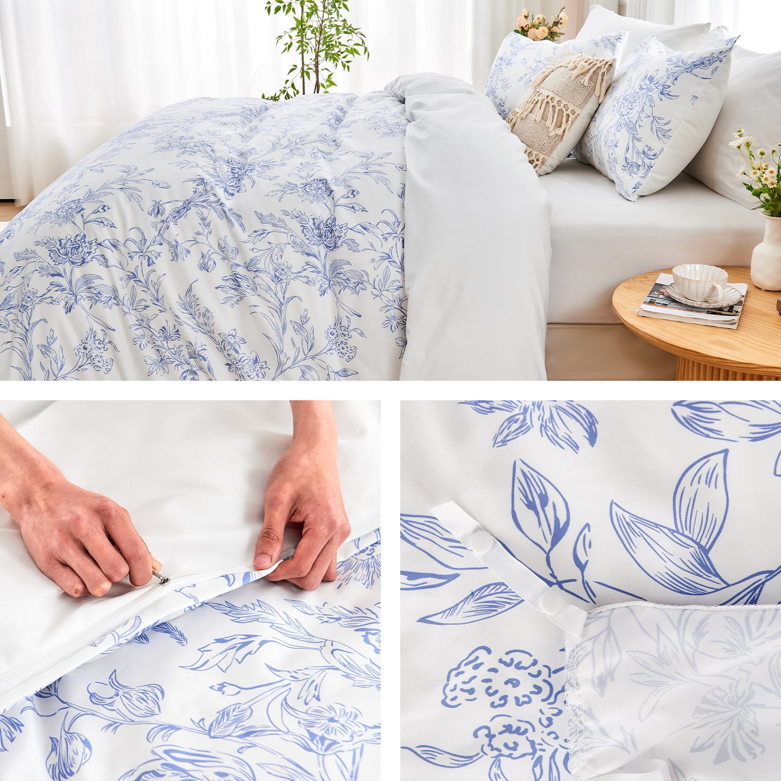 Hitime King Duvet Cover Set, Soft & Breathable Microfiber 3 Pieces King Bedding Sets, Pattern King Comfy Duvet Cover Set, with Zipper Closure (King)
