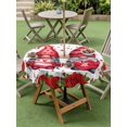 thumbnail image 3 of Outdoor Tablecloth with Umbrella Hole and Zipper, Valentine's Day Round Table Cloth 54 Inch Waterproof Tablecloth, Red Gnomes Roses Flowers Love Romance Picnic Table Cover for Patio Camping, 3 of 7