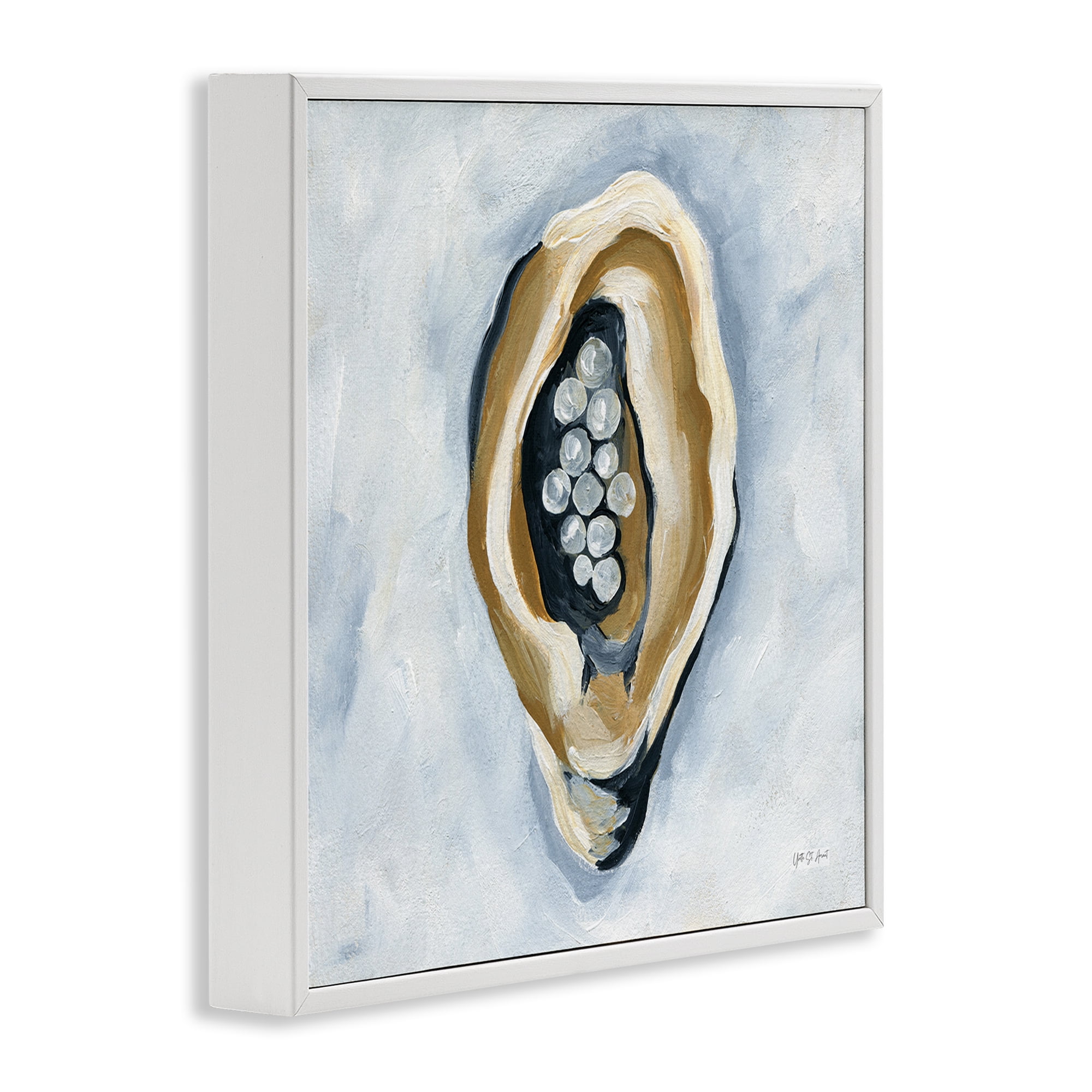 Stupell Industries World Is Your Oyster Coastal Painting White Framed Art Print Wall Art, 17 x 17