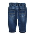 thumbnail image 2 of KIDSCOOL SPACE Infant Jeans,Baby Toddler Elastic Waist with D-ring Micro distressed Stretch Denim Pants,Mid Blue,12-18 Months, 2 of 6