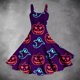 thumbnail image 1 of WILLBEST Vestidos con Curvas para Mujer Vestido de Mujer con Estampado sin Mangas con Tirantes En La Cintura y Falda con Vuelo con Personalidad E Grande​​, 1 of 3
