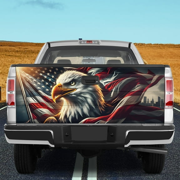 Lotusprinthandmade America Eagle US Flag Patriotic Tailgate Wrap 2 Sizes (24"x58"), America eagle tailgate wrap, us flag truck tailgate decal