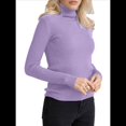 thumbnail image 2 of Suéteres Acanalados para Mujer, Lindos Suéteres de Punto de Cuello Alto, Ajustados y Cálidos Púrpura un Tamaño, 2 of 10