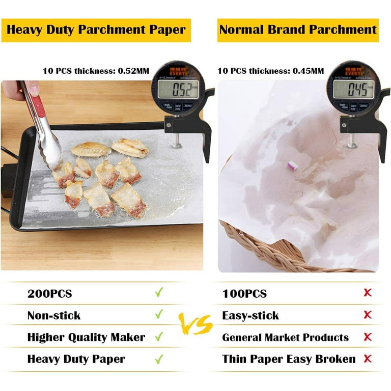 Katbite 200Pcs 9x13 inch Heavy Duty Unbleached Parchment Paper, Parchment  Paper Sheets for Baking Cookies, Cooking, Frying, Air Fryer, Grilling Rack