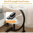 thumbnail image 6 of Modern Wrought Iron & Wood Side Table - Marble-Like White Top with Storage Shelf - Space-Saving for Living Room, Bedroom - Black Metal Frame, Easy Assembly, 6 of 16