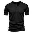 thumbnail image 3 of CUSTG Men Tshirts Summer Mesh Button Down Casual Stylish Breathable Solid Color Short Sleeve T Shirt Vacation Tops, 3 of 7