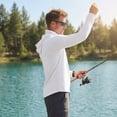 thumbnail image 6 of Men's UPF 50+ Sun Protection Hooded Fishing Shirt with Integrated Face Cover Long Sleeve Quick Dry Rash Guard White S, 6 of 9