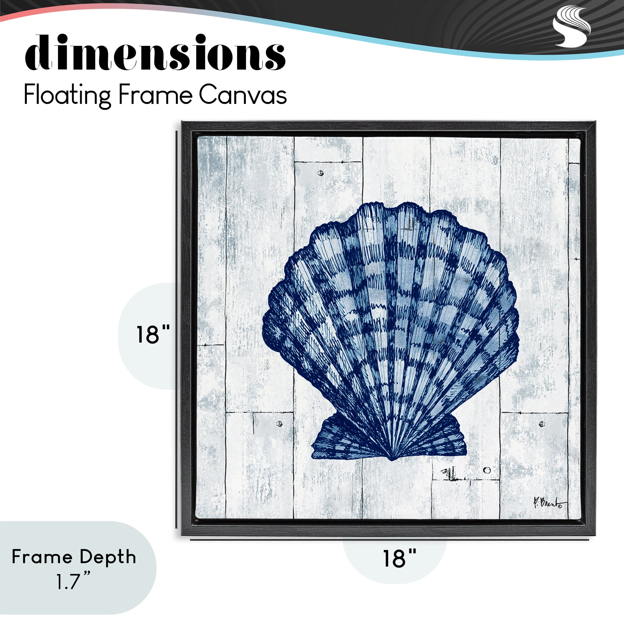 Stupell Industries Coastal Timberland Scallop Black Framed Floater Canvas Wall Art, design by Paul Brent