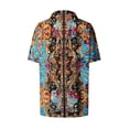thumbnail image 6 of Tnhcen Women's Casual Loose Fit Short Sleeve Button Up Shirt with Random Color Block Print, Retro Boho Style Collared Top in Sizes S-2XL, 6 of 7