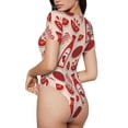 thumbnail image 3 of Daiia Tomatoes print Women's Crew Neck Short Sleeve Bodysuit Fashion Tops Fit Casual Basic Extender Bodysuit-XX-Large, 3 of 9