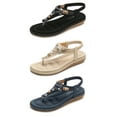 thumbnail image 2 of Women's Beaded Toe-Post Sandals - Rhinestone Embellished Wedge Heel Flip Flops with Cushioned Footbed, 2 of 10