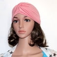 thumbnail image 3 of Lumistal Turbans for Women Soft Pre Tied Knot Pleated African Head Wraps Cancer Turban Cap Chemo Headwrap Head Wear Turban Ear Cap Satin Bonnet Cap H One Size, 3 of 3
