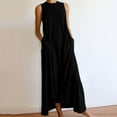 thumbnail image 1 of MesaSe Robe pour les Femmes Femmes Casual Couleur Unie Cou Sans Manches Robe Robe Robe en Coton Noir L, 1 of 2