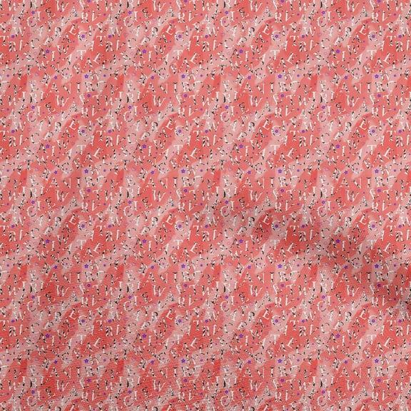oneOone Georgette Viscose Red Fabric Text Craft Projects Decor Fabric Printed By The Yard 42 Inch Wide