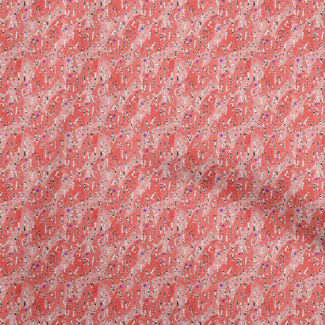 oneOone Cotton Cambric Red Fabric Text Sewing Craft Projects Fabric Prints By Yard 42 Inch Wide