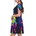 thumbnail image 2 of Easygdp Neon Pop Art Pitbull para Vestido Transpirable de Mujer, Vestido Suelto de Manga Corta con Pliegues y Bolsillos para el Verano, 2 of 6