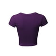 thumbnail image 3 of A2Y Women's Basic Solid Printed Scoop Neck Cap Sleeve Fitted Crop Rayon Top Tee Shirt Purple M, 3 of 3