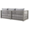 thumbnail image 2 of Modway Aura Modern Rattan & Fabric Outdoor Patio Sofa in Gray, 2 of 10