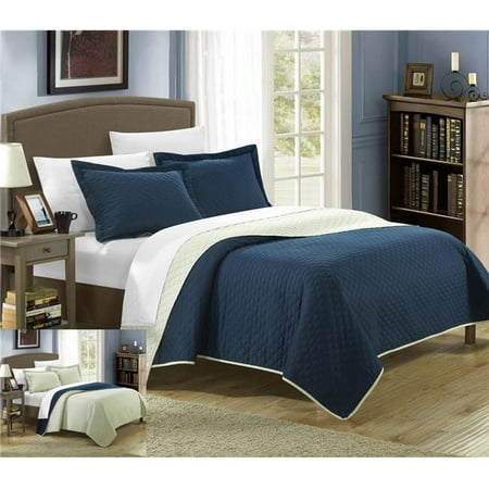 Chic Home QS3380-US Jasper Reversible Color Block Modern Quilt Set - Navy - Queen - 3 (Best Modern Quilt Blogs)
