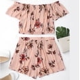 thumbnail image 3 of DHFJKG 2 Piece Outfits For Women Summer Off Shoulder Shorts Set Floral Printed Short Sleeve Crop Top Boho Beach Vacation Clothes Trendy Outfit, 3 of 6