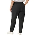 thumbnail image 4 of DARING DIVA Women's Plus Straight Leg Elastic Loose Pockets Trousers Black 1X, 4 of 6