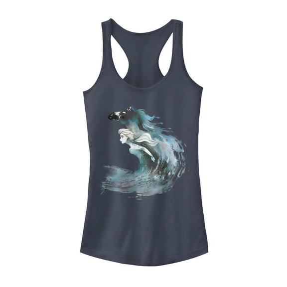 Junior's Frozen 2 Elsa Horse Water Spirit Racerback Tank Top Indigo Medium
