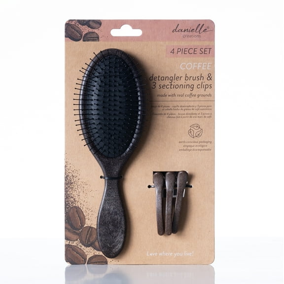 Danielle Creations Eco Natural Bristle Oval Paddle Detangling Hair Brush & Separating Clips