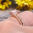 thumbnail image 4 of Emerald Cut 1.50 Carat Morganite Engagement Ring On 10k Rose Gold Wedding Set Bridal Set Art Deco Gift For Her, 4 of 5