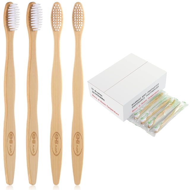 Cepillo de dientes prepegado B Rush con mango de bambú medio suave (72 unidades)