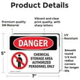 thumbnail image 2 of (2 Pack) Chemical Storage Area OSHA Danger Sign 7 Inch X 5 Inch Vinyl Label Decal Sticker Weather Resistant, UV Protected for Workplace, Business, and Construction Site, Made in the USA, 2 of 7