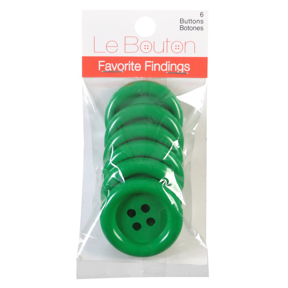 Favorite Findings Le Bouton Big Green Buttons, 6 Piece
