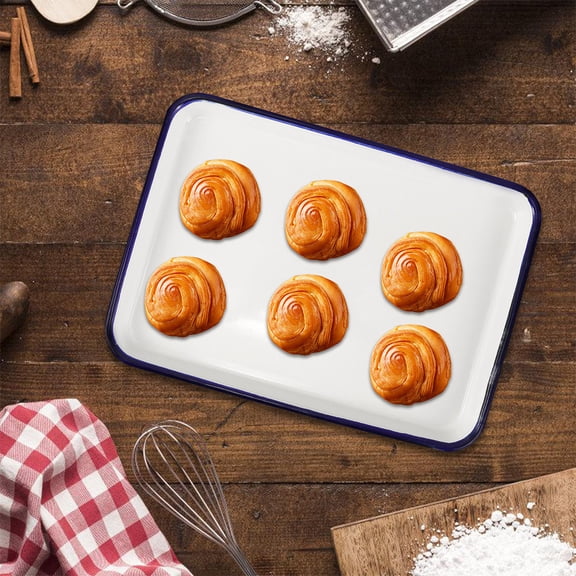 Hytrove White Enamelware Baking Tray Pan Oven Piece