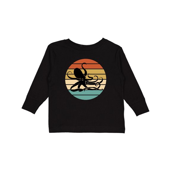 Inktastic Octopus Vintage Sunset Boys or Girls Long Sleeve Toddler T-Shirt