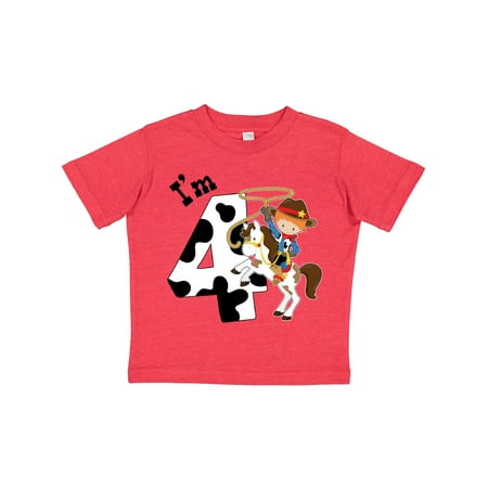 

Inktastic I m Four-cowboy Riding Horse Birthday Gift Toddler Boy Girl T-Shirt