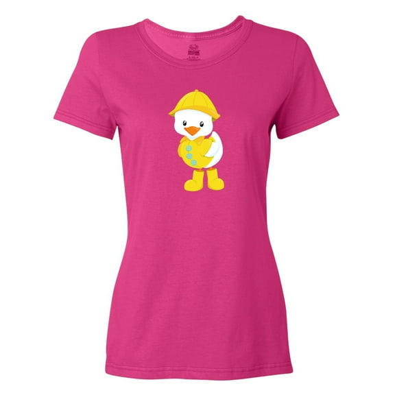 Inktastic Cute Duck, Baby Duck, Duck in Raincoat, Rain Women's T-Shirt