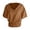 Brown, variant on Trendfront Womens Blouses V Neck Short Sleeve Smocked Hem Solid Color Casual Loose Fit Summer Tops for Women