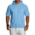 thumbnail image 2 of Short Sleeve Hoodies for Men Loungewear Loose Fit Mens Pocket T Shirts with Pocket Light Blue L, 2 of 8