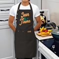 thumbnail image 3 of 2 Pack Adjustable Bib Apron with Pockets - Stylish Black Design with ' Jaxn Tinema ' Text & ' Me ' Patch - Perfect for Cooking & Chef Use, 3 of 5