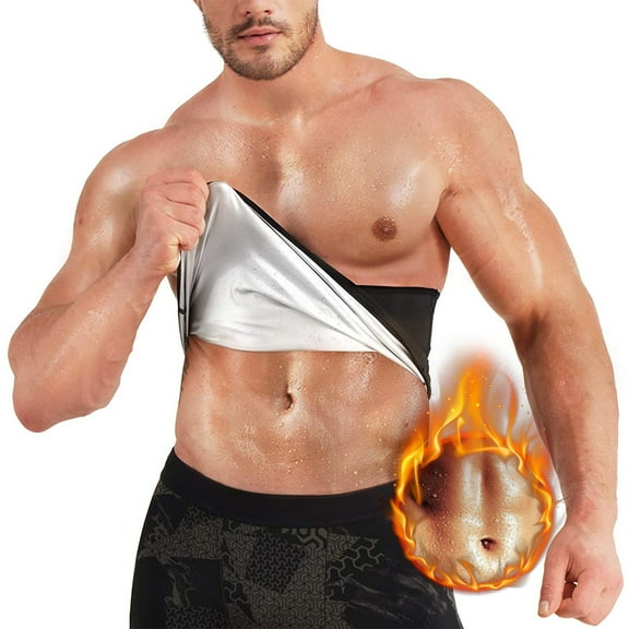 KUMAYES Waist Trimmer for Men Weight Loss Sauna Neoprene-Free Slimming Belt Waist Trainer Sweat Workout Shaper(Black Large)